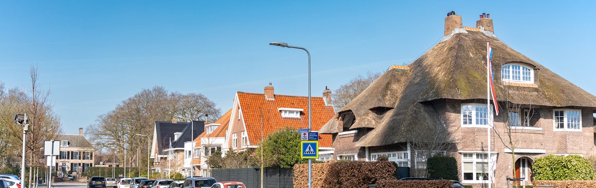 Straatbeeld in Sassenheim met karakteristieke huizen en groen